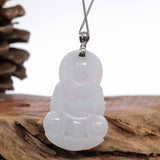 Genuine Burmese Lavender Jadeite Jade Guanyin Pendant Necklace