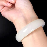 White Jade Bangle Bracelet for Women Retro Chinese Style Natural Jade #232903