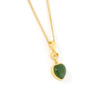 "Love Heart" Sterling Silver Green Jade Classic Love Pendant Necklace