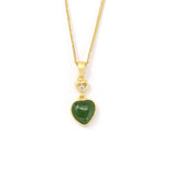 "Love Heart" Sterling Silver Green Jade Classic Love Pendant Necklace