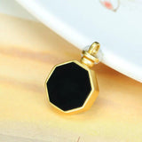 Sterling Silver Real Black Nephrite Jade Classic Square Pendant Necklace