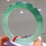 Grade A Jadeite Ice Floating Flower Green Jade Bangle