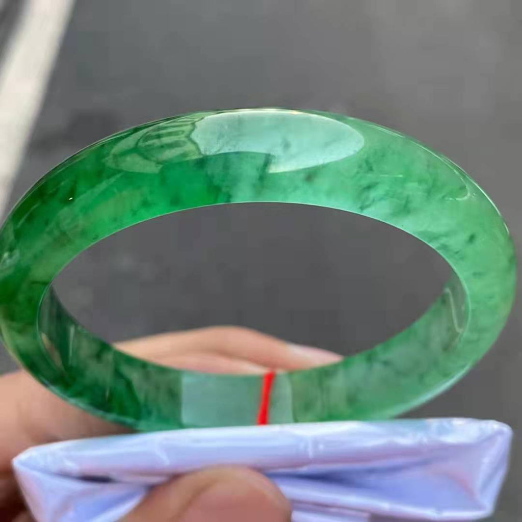 The Gem Garden North County San Diego Finest Jewelry And Gemstone Store.  Clearance Green Jadeite Color Enhanced Hololith Bangle Bracelet J1349881P